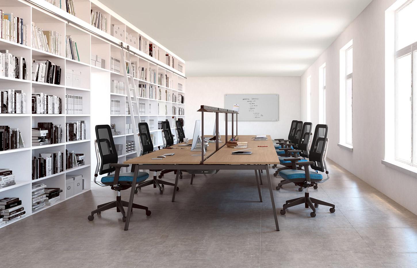 Bureau bench pour open-space pieds bois ou métal ou bois/métal, gamme Sabocos open-space - France Bureau