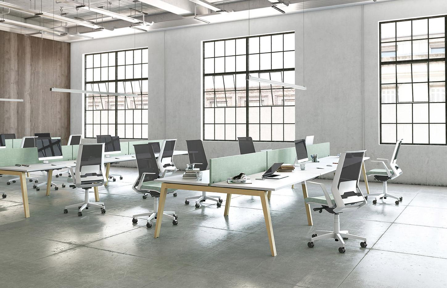 Bureau bench pour open-space pieds bois ou métal ou bois/métal, gamme Sabocos open-space - France Bureau
