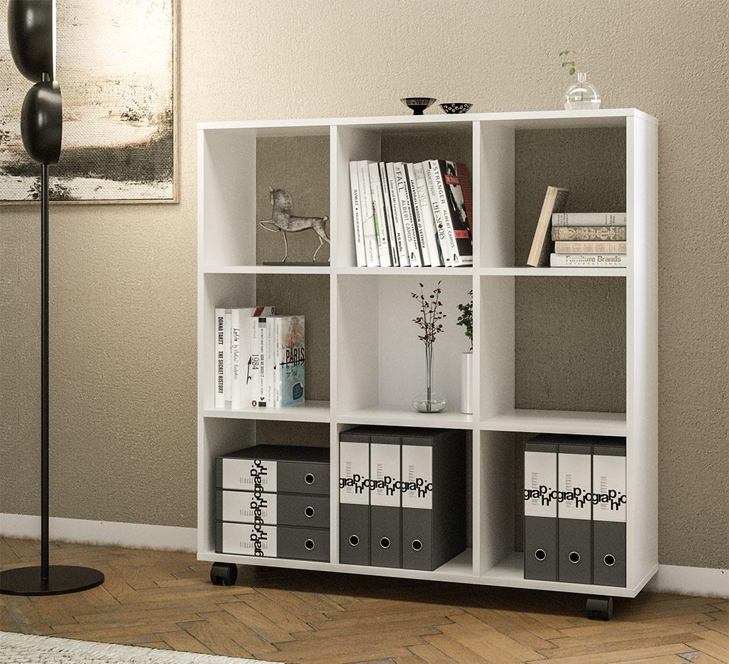 Meuble rangement à cases portes et tiroirs en mélaminé, gamme Salor - France Bureau