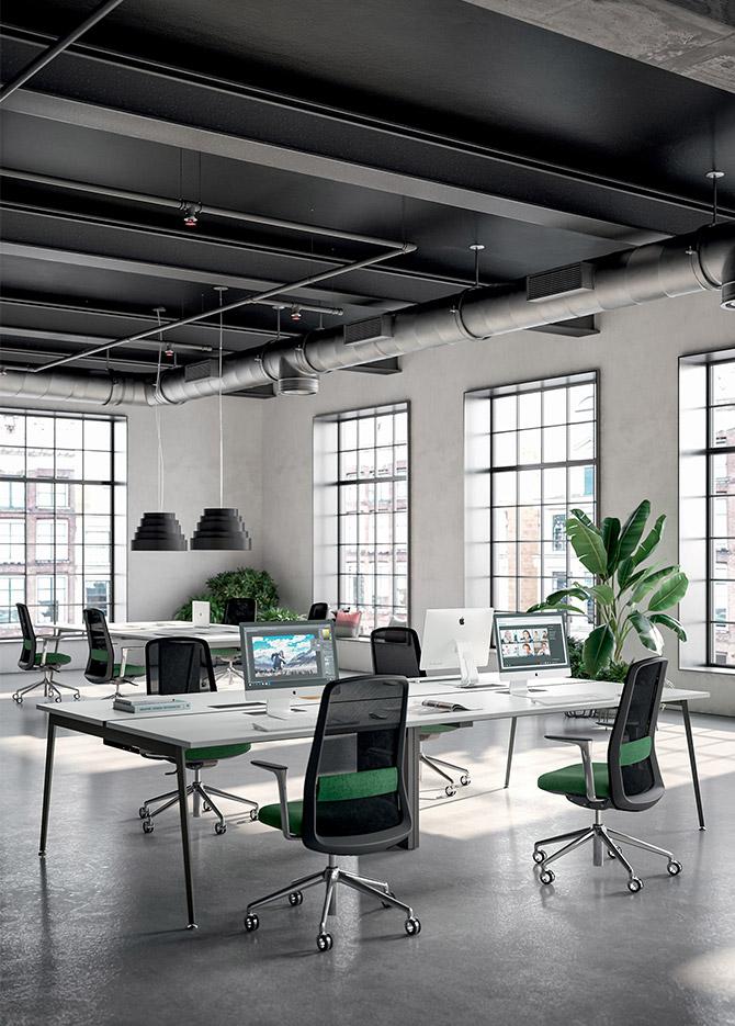 Siège de bureau ergonomique structure noire ou blanche soutien lombaire, gamme Sanford - France Bureau
