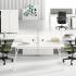 Bureau modulable open space individuel ou bench avec appui sur meuble, gamme Santis - France Bureau
