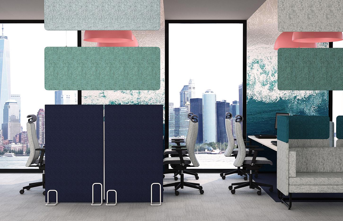 Cloison amovible bureau acoustique en mousse revêtu de tissu, gamme Santorin - France Bureau