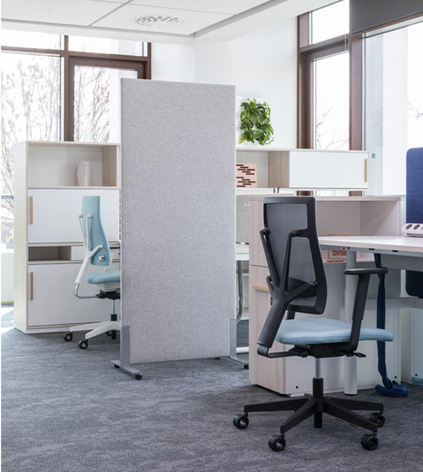 Cloison amovible bureau acoustique en mousse revêtu de tissu, gamme Santorin - France Bureau