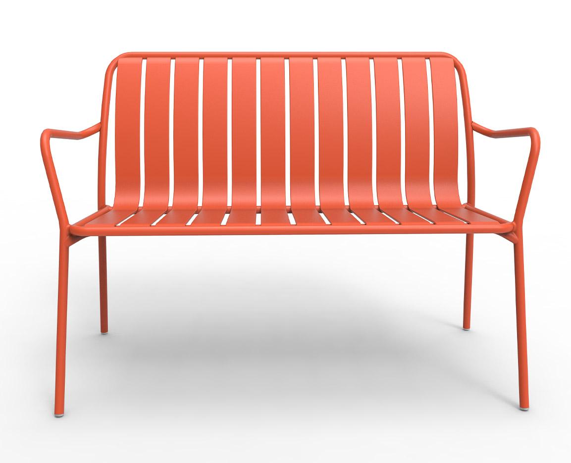 Banc extérieur L113.8cm avec dossier et accoudoirs en aluminium - Gamme Saona banc - France Bureau