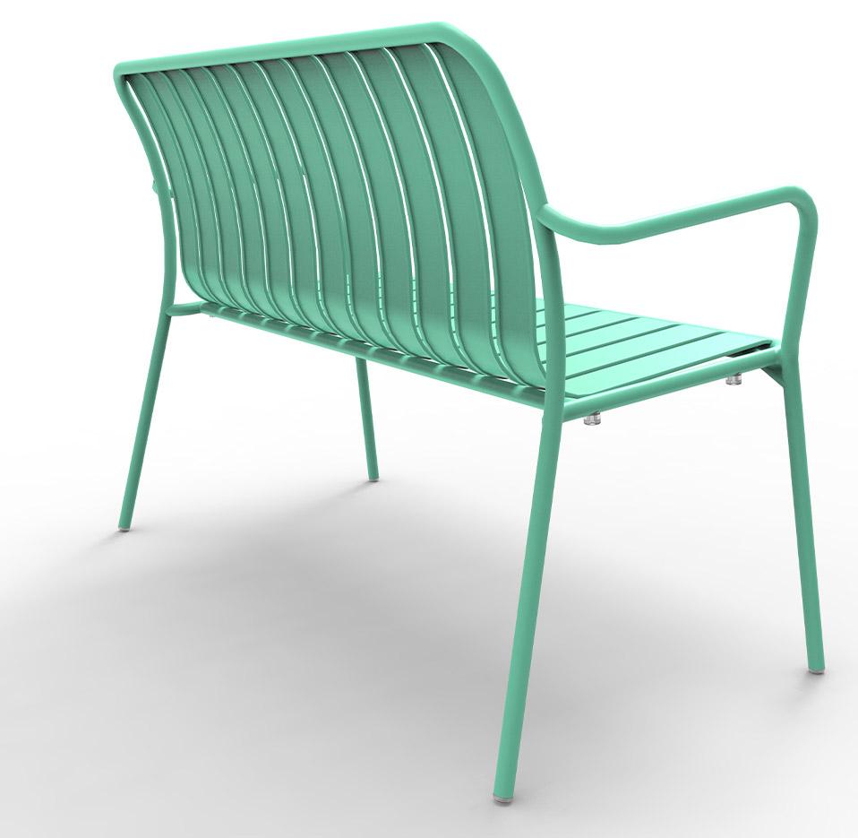 Banc extérieur L113.8cm avec dossier et accoudoirs en aluminium - Gamme Saona banc - France Bureau