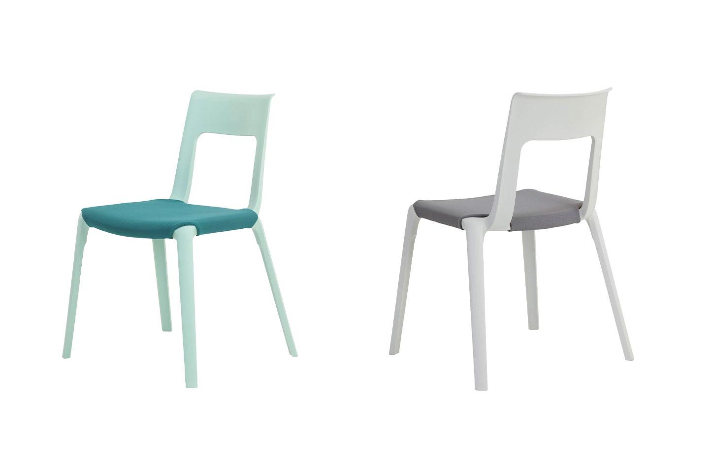 Chaise polyvalente empllable en polypropylène avec assise en tissu polyester - Gamme Scorno - France Bureau	