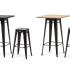 Tables hautes et tabourets style industriel en acier et bois, gamme Sepik haute, France Bureau