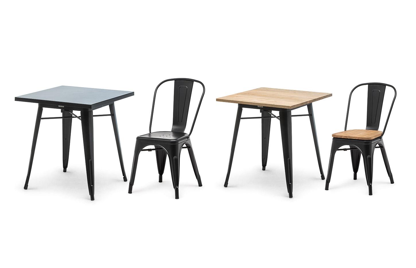 Table et chaise d\'extérieur, tabouret style industriel, gamme Sepik - France Bureau