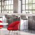 Tabouret design coque polypropylène grise assise grise repose pieds, piétement métal - gamme Shuffleis1 Interstuhl - France Bureau
