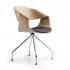 Chaise coque en bois design avec coussin d\'assise tissu cuir, gamme Singla - France Bureau
