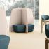 Salon privatif pouf, fauteuil et canapé 2 places, gamme Stille - France Bureau
