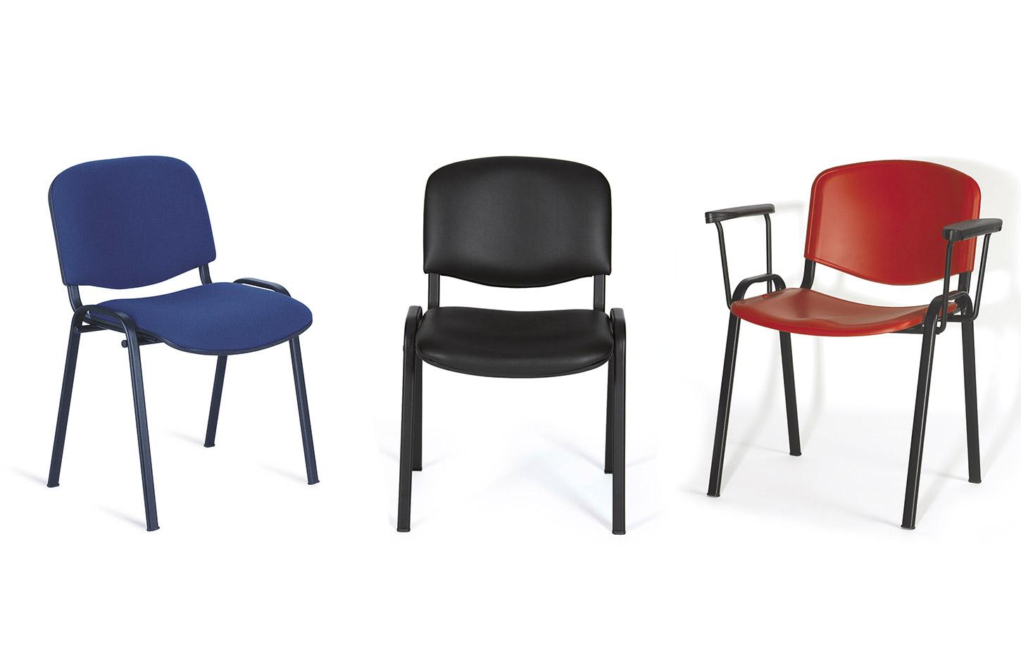 Chaise de collectivité acier epoxy noirbempilable avec revêtement, gamme Storo - France Bureau