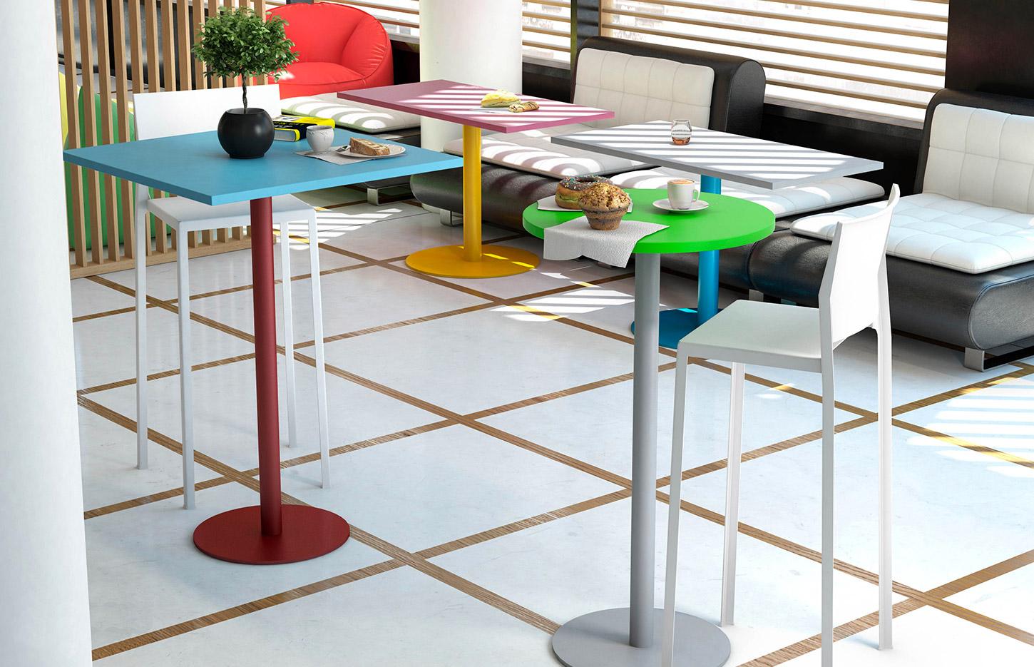 Tables de cafétéria plateau carré rectangulaire ou rond, Fabrication Française, gamme Stromboli - France Bureau