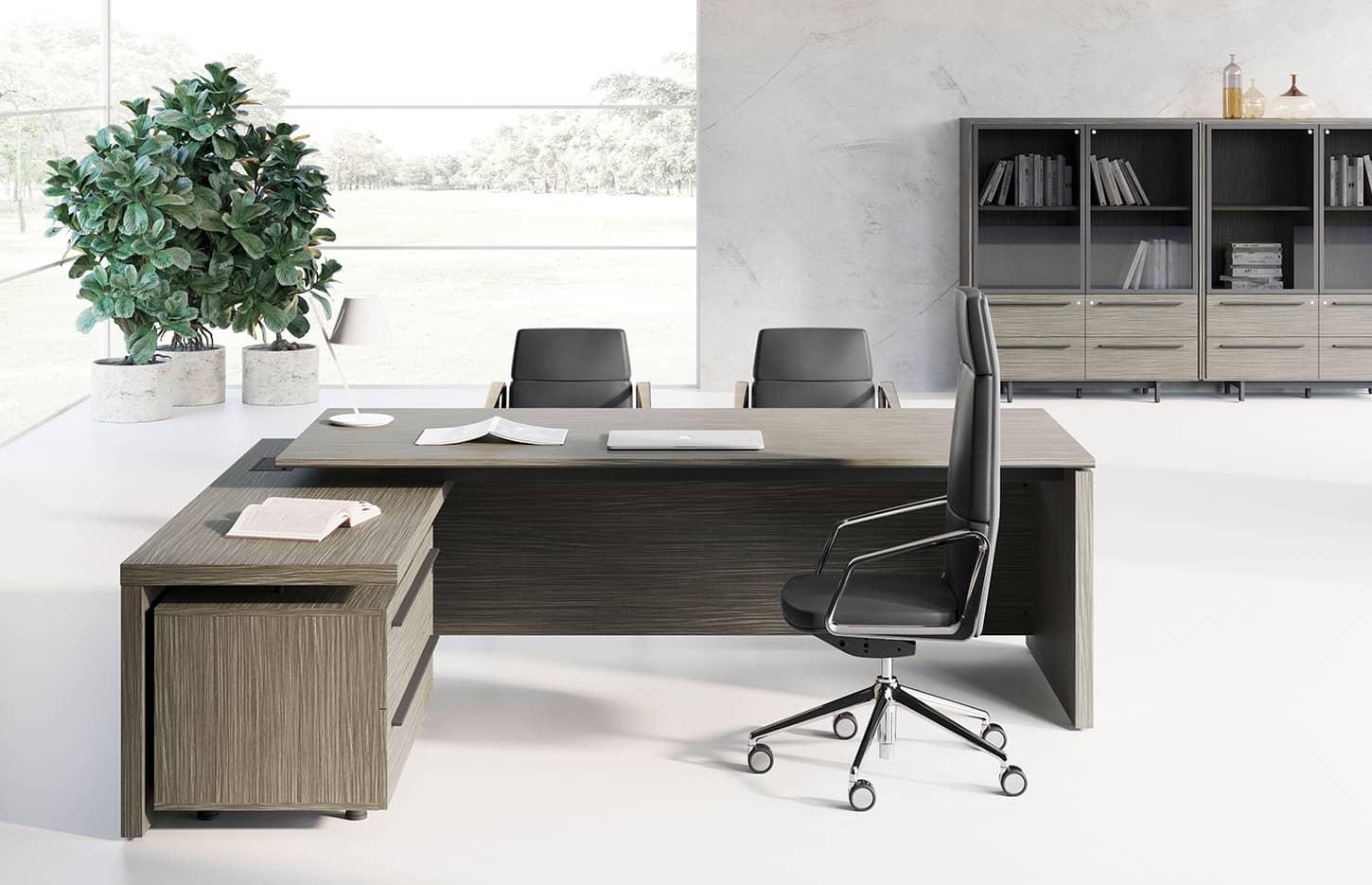 Bureau direction bois ou verre bureau droit ou sur retour, gamme Thorens - France Bureau