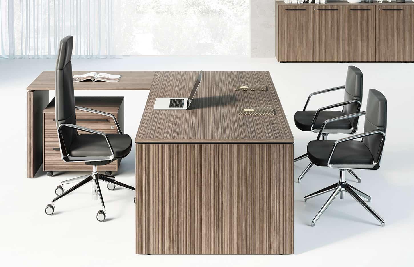 Bureau direction bois ou verre bureau droit ou sur retour, gamme Thorens - France Bureau