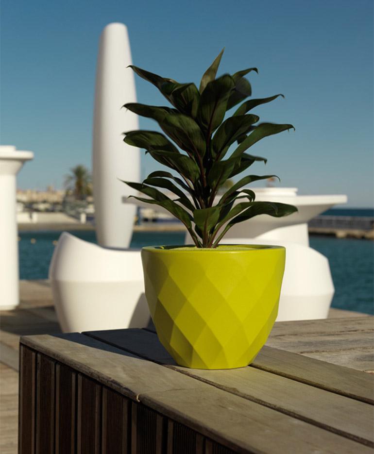 Pot de fleurs en résine de polyéthylène pour l\'extérieur, gamme Timavo - France Bureau
