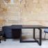 Bureau de direction design en bois et similicuir sur meuble, gamme Tindaya - France Bureau