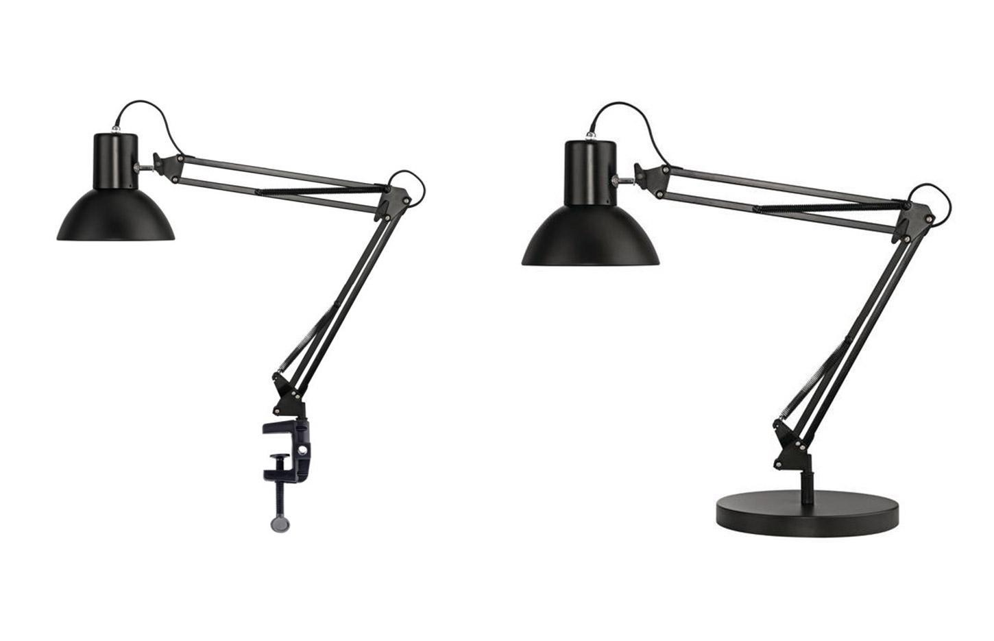 Lampe de bureau bras 66 ou 80 cm, noir ou chromé, gamme Tomor - France Bureau