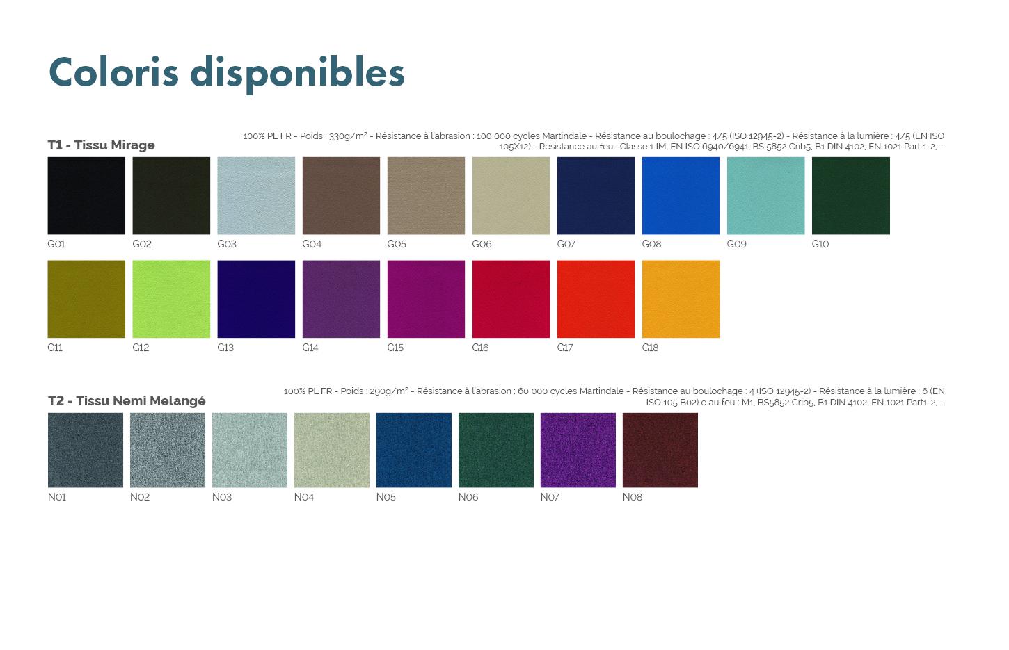 Pouf d\'accueil monochrome ou bicolore en tissu ou similcuir, gamme Toya, France Bureau