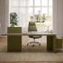 Bureau de direction plateau bois et caisson retour laqué vert olive, gamme Trebecco - France Bureau
