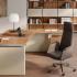 Bureau de direction finition taupe et rangements bois assortis, gamme Trebecco - France Bureau