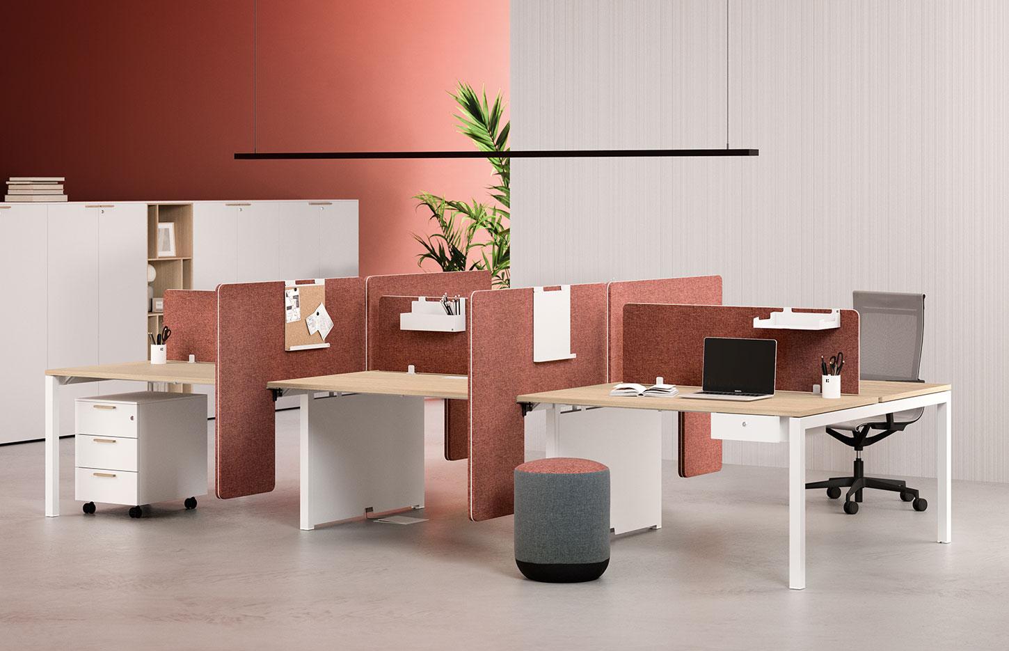 Bureau open-space bench face à face plateau mélaminé pieds métal, gamme Trièves open-space - France Bureau