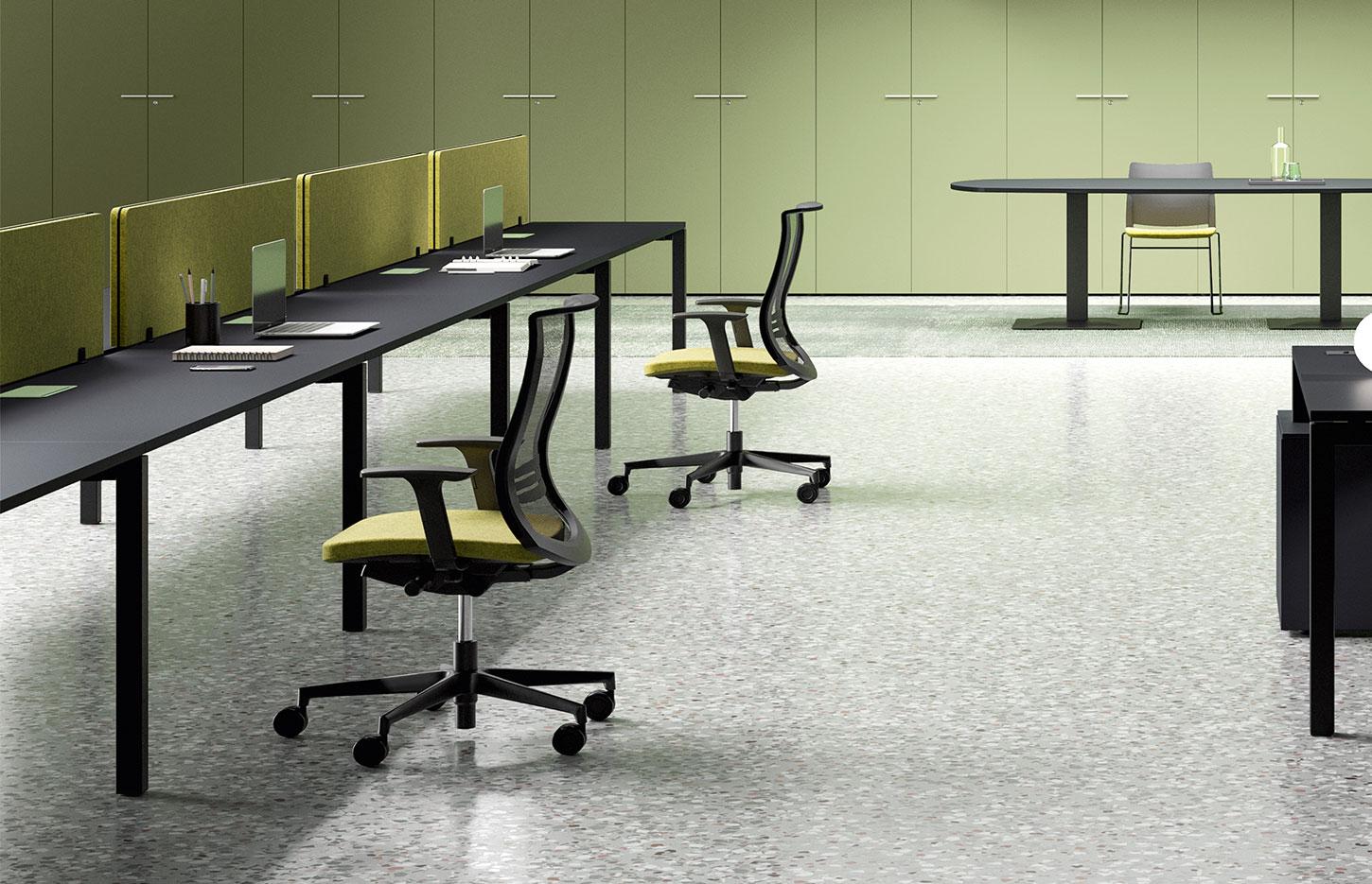 Bureau open-space bench face à face plateau mélaminé pieds métal, gamme Trièves open-space - France Bureau