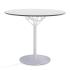 Table ronde 3 hauteur avec plateau en HPL Ø60 ou Ø80cm et structure en acier blanc - Gamme Triolet - France bureau	
