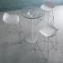 Table ronde 3 hauteurs avec plateau en verre Ø60cm et structure en acier blanc - Gamme Triolet Glass - France Bureau	