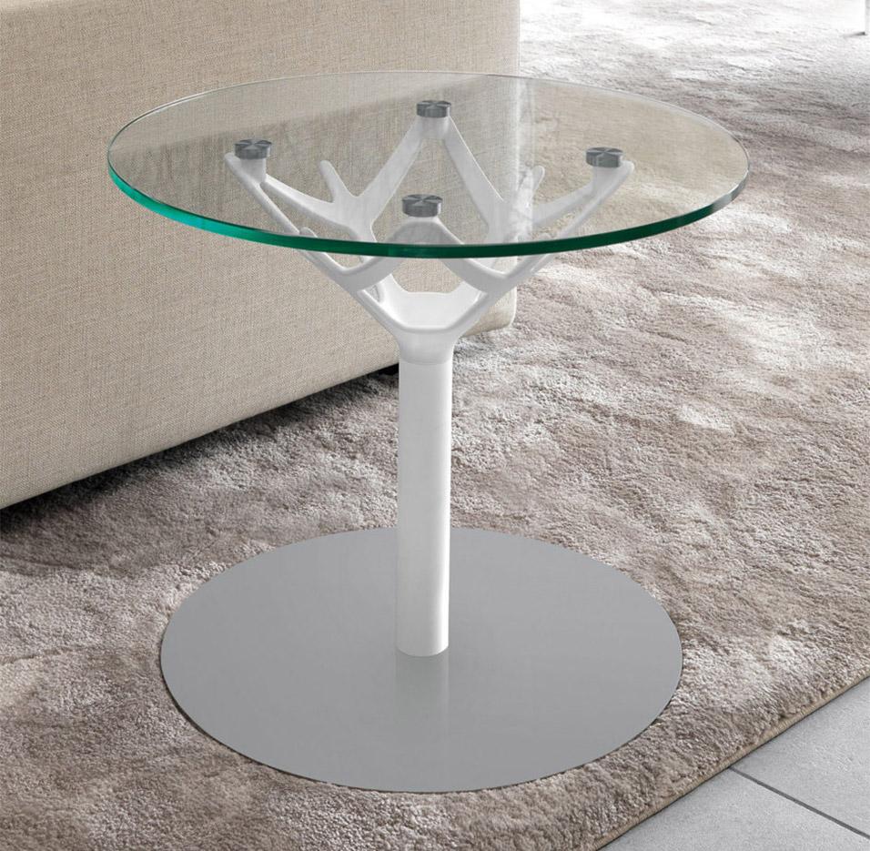 Table ronde 3 hauteurs avec plateau en verre Ø60cm et structure en acier blanc - Gamme Triolet Glass - France Bureau	