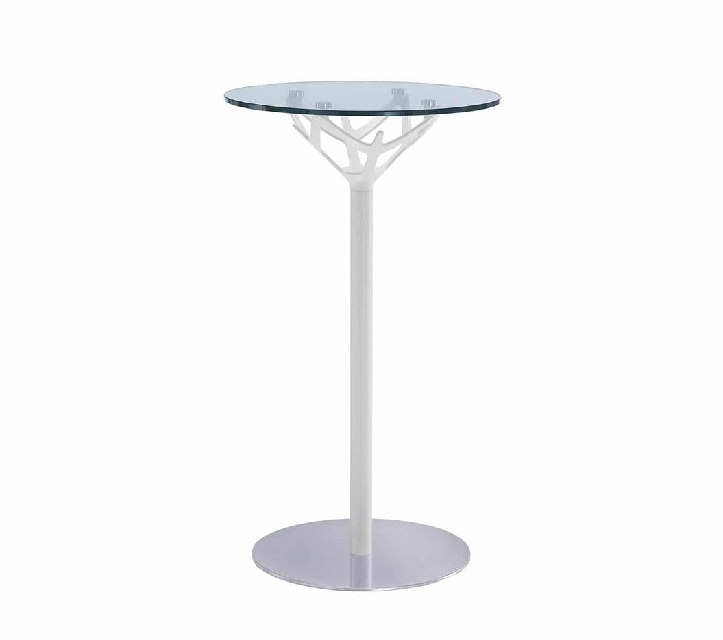 Table ronde 3 hauteurs avec plateau en verre Ø60cm et structure en acier blanc - Gamme Triolet Glass - France Bureau	