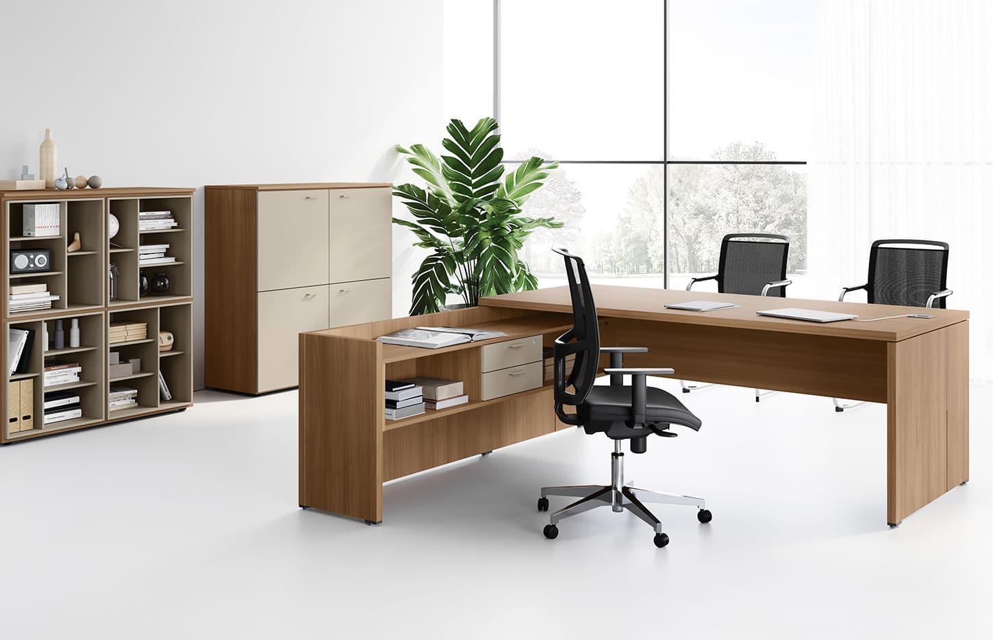 Bureau direction avec retour suspendu ou de rangement, gamme Vanoise Classic - France Bureau