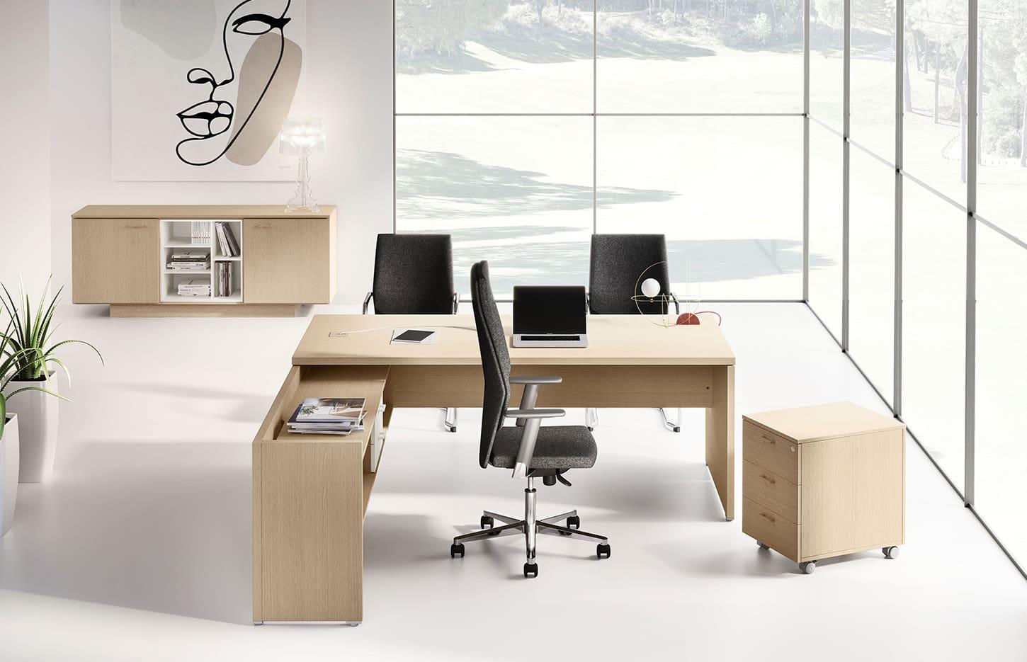 Bureau direction avec retour suspendu ou de rangement, gamme Vanoise Classic - France Bureau