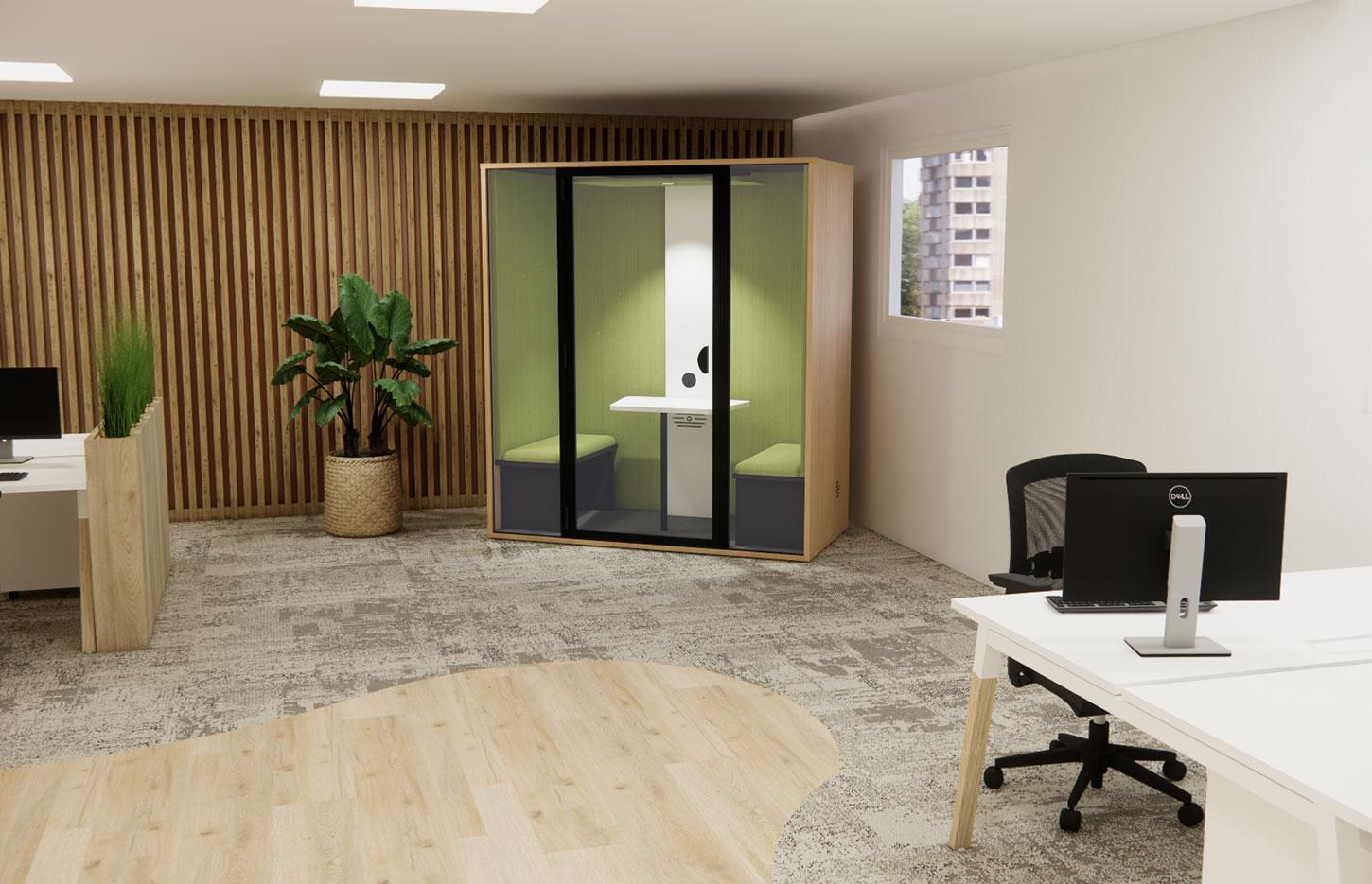 Cabine acoustique 2 places connectée éco responsable, gamme Verdon 2 places - France Bureau