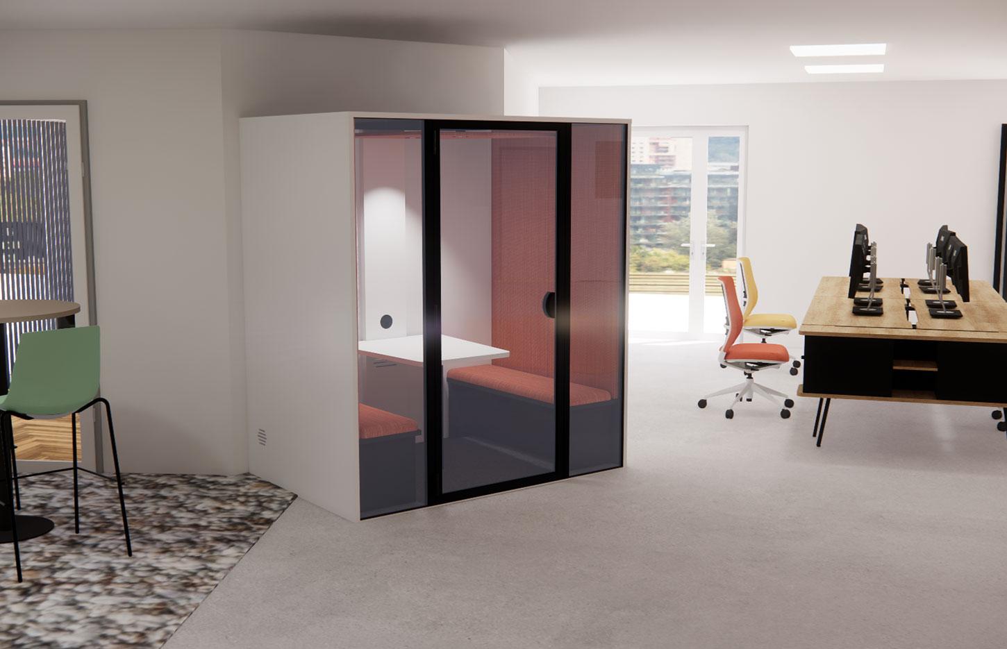 Cabine acoustique 4 places connectée éco responsable, gamme Verdon 4 places - France Bureau