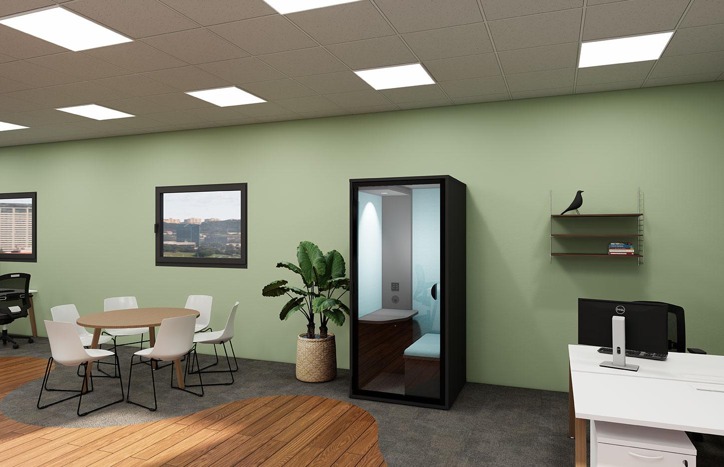 Cabine acoustique de travail avec ventilation et connectique, Verdon Work - France Bureau