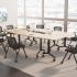 Chaise de formation pliante sur roulettes avec dossier résille noir et assise rembourrée - Gamme Vernier - France Bureau
