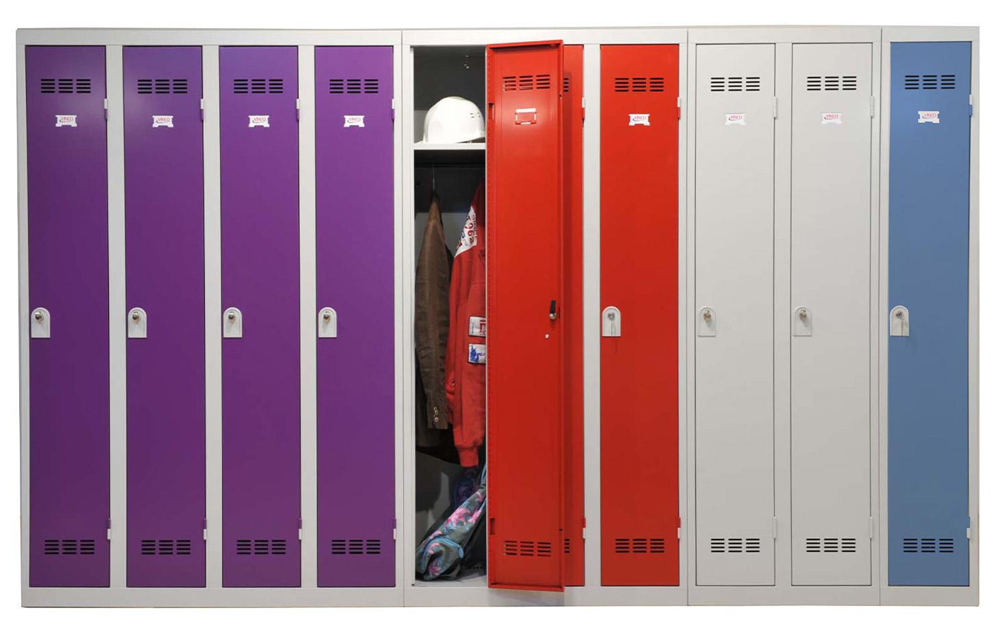 Vestiaire entreprise, scolaire ou collectivité, plusieurs configurations possibles, gamme Vestiaires Colorés - France Bureau