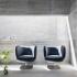 Chaffeuse lounge pied plat métal pieds bois tissu similicuir, gamme Villarino lounge - France Bureau