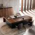 Bureau direction haut de gamme bois similicuir laiton, gamme Viverone - France Bureau