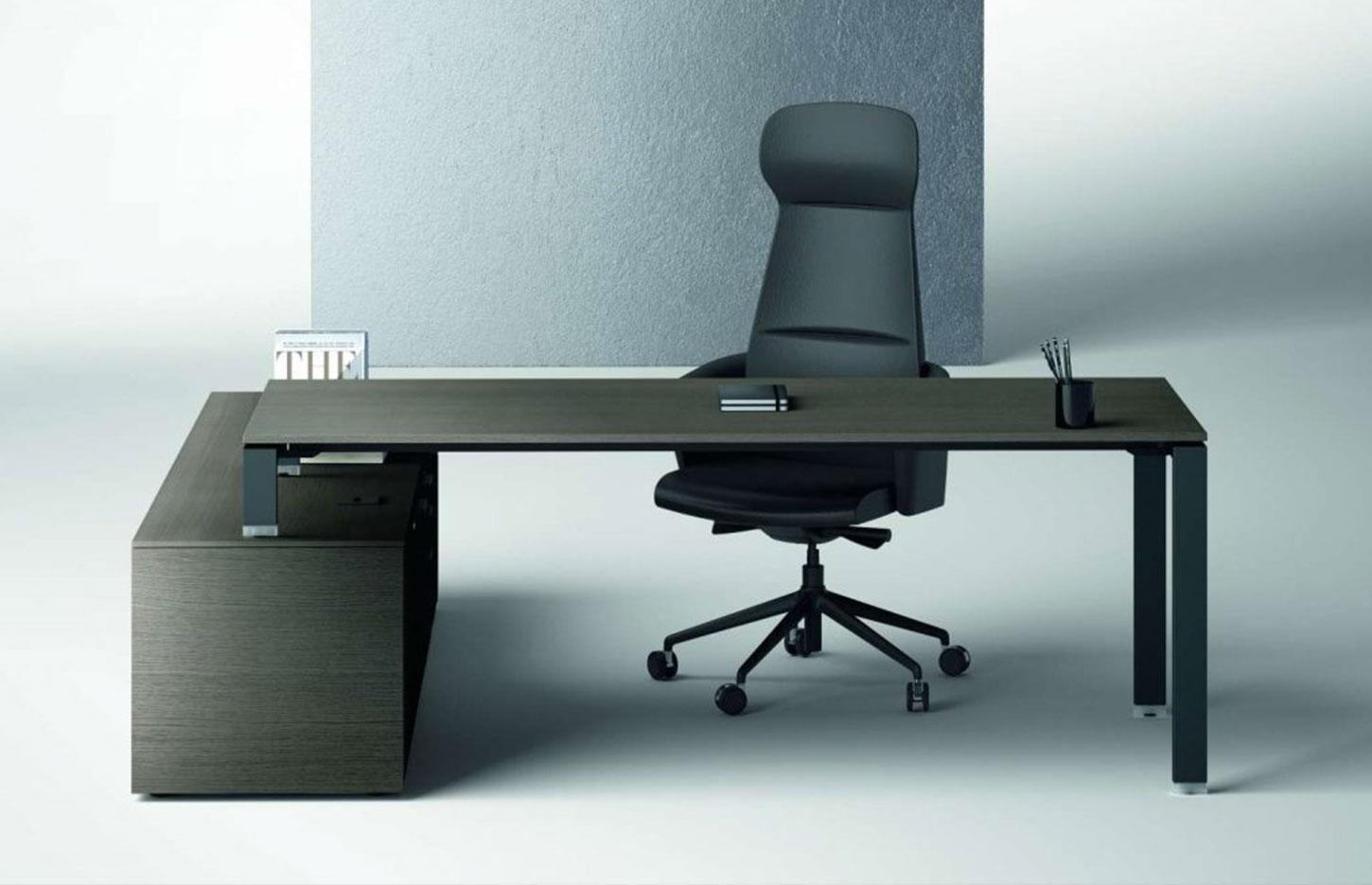 Bureau individuel plateau mélaminé pieds droits en métal, gamme Vorlaz - France Bureau