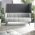 Canapé d\'accueil 2 places, structure en tissu 3D anthracite et assise gris clair, piétement noir laqué - gamme wylie - france bureau
