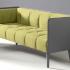 Canapé d\'accueil 2 places, structure en tissu 3D anthracite et assise vert  clair, piétement noir laqué - gamme wylie - france bureau